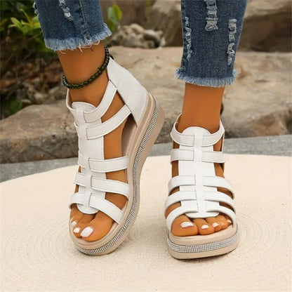 Rhinestone Trim Wedge Sandals